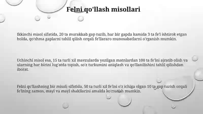 FEL HAQIDA MA'LUMOT 3
