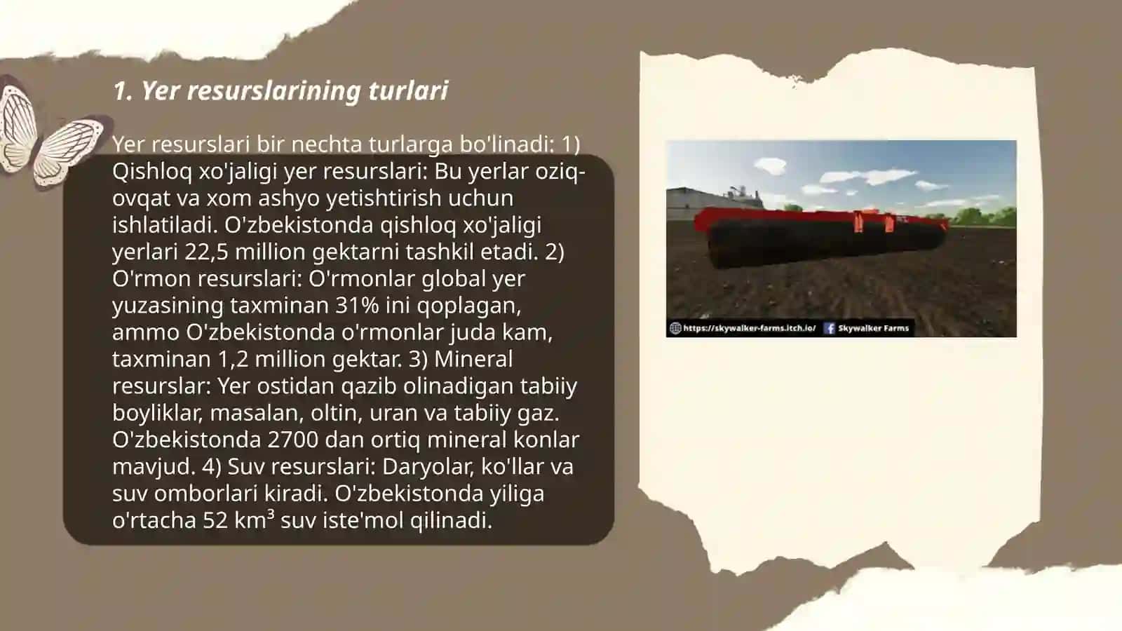 Dunyo yer resurslari va ulardan foydalanishni organish 3