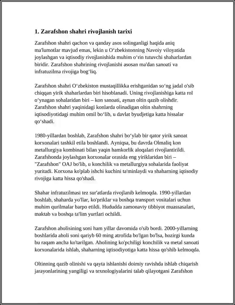 MUSTAQIL ISH Mavzu: ZARAFSHON SHAHRI TARIXI 3