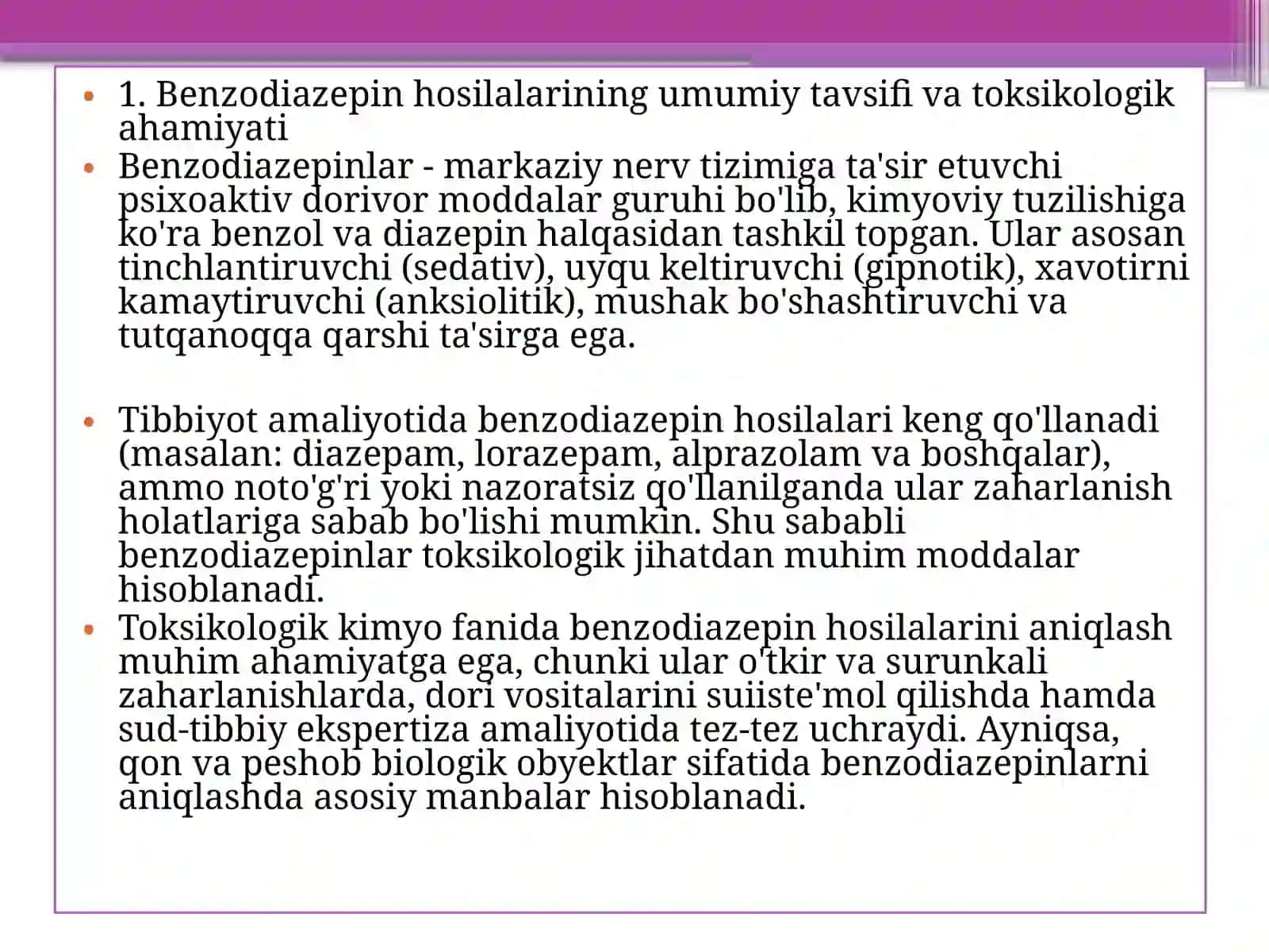 BENZODIAZEPEN HOSILALARNI QON VA PESHOBDA ANIQLASH 3