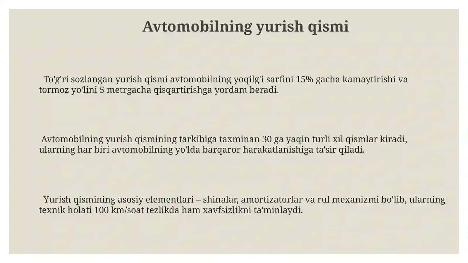 Avtomobilning yurish qismi 3