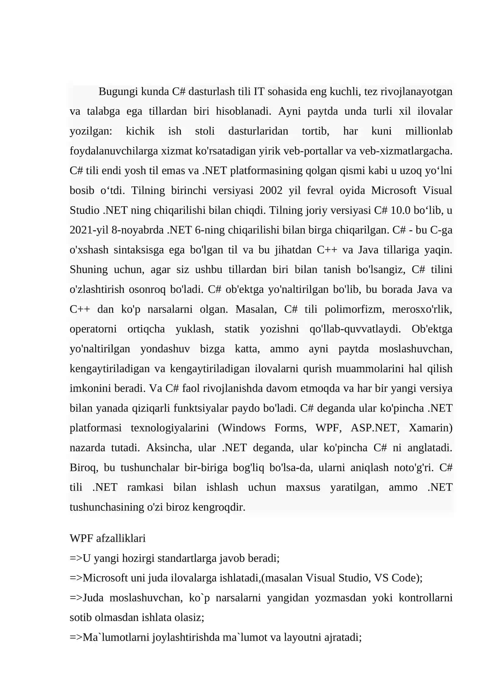 WPF da hujjatlar bilan ishlash 3