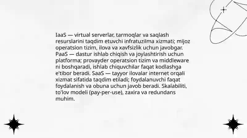 Bulutli hisoblash (Cloud Computing) texnologiyalari va xizmatlari 3