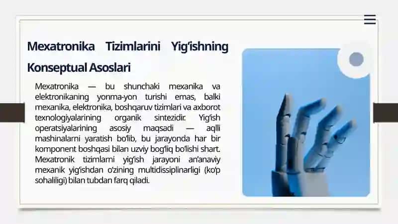 Mexatronika Tizimlarini Yig'ish Operatsiyalarini Qo'llash 3