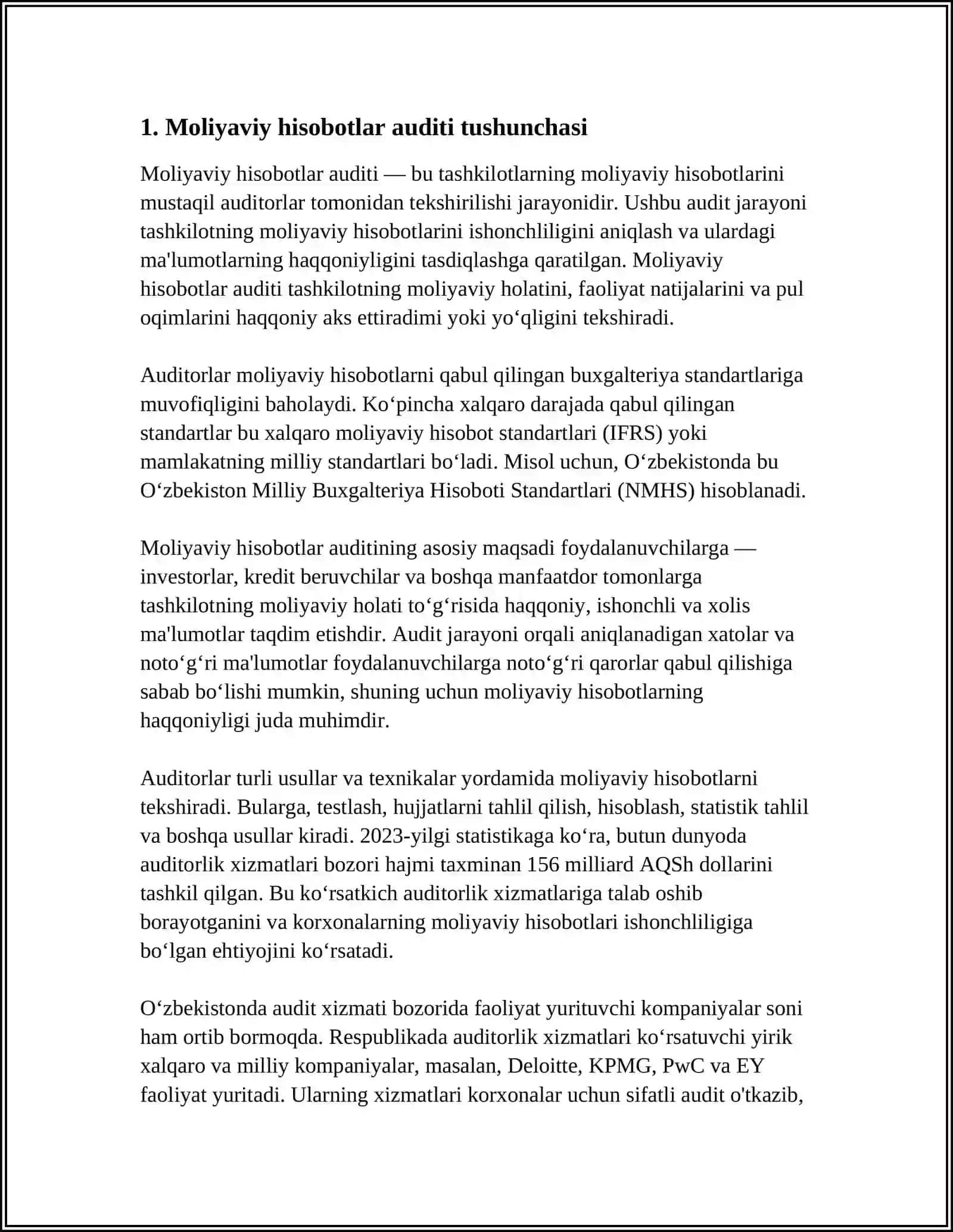 "MOLIYAVIY HI SOBOTLAR AUDITI SIFATINI NAZORAT GILISH" 3