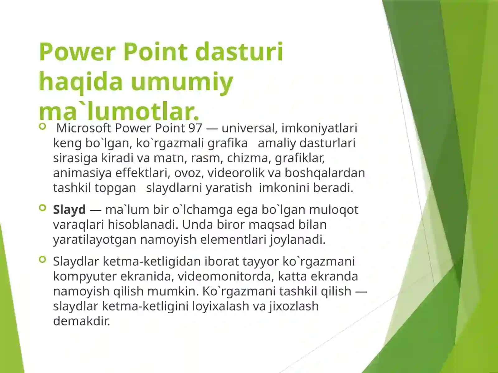 POWER POINT MUXARRIRI IMKONIYATLARI 3