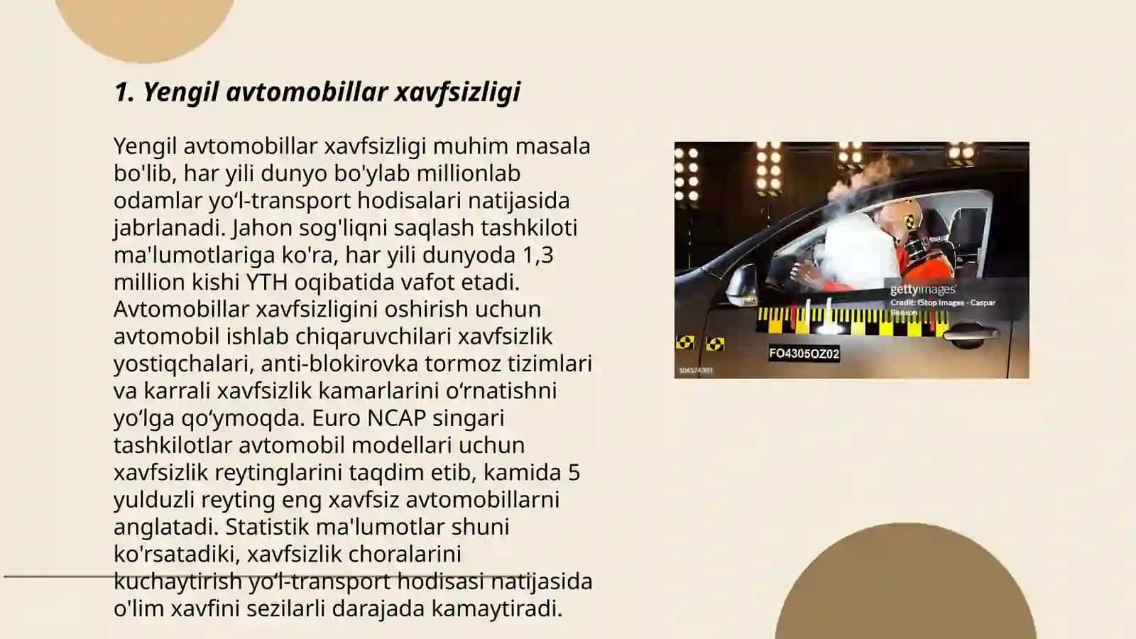 Yengil avtomobillar xavfsizligi 3