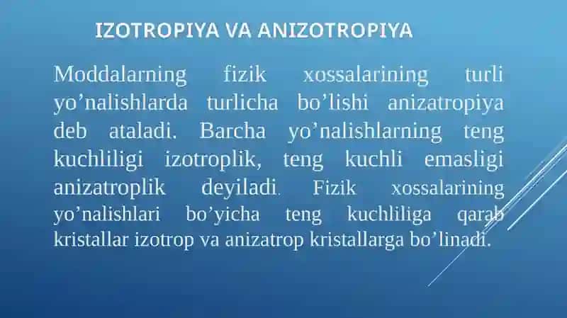 Izotrop va Anizotrop Kristallar O'ptik Hodisalar 3