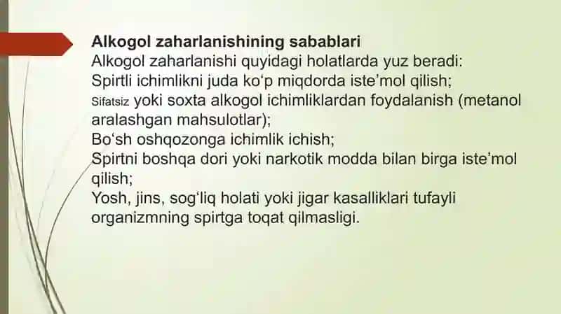 Alkogoldan zaharlanish va uning asoratlari 3