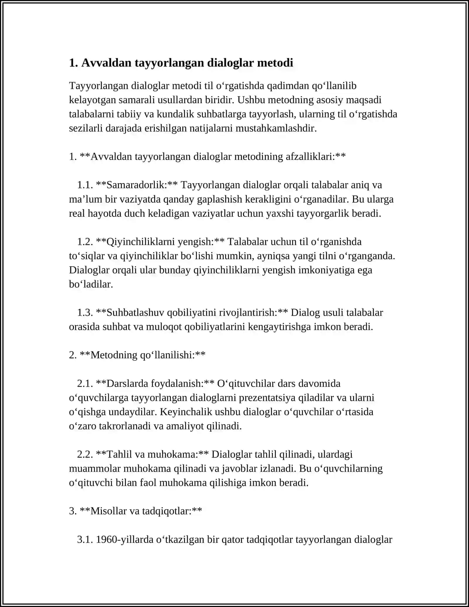 Avvaldan tayyorlangan dialoglar metodi 3