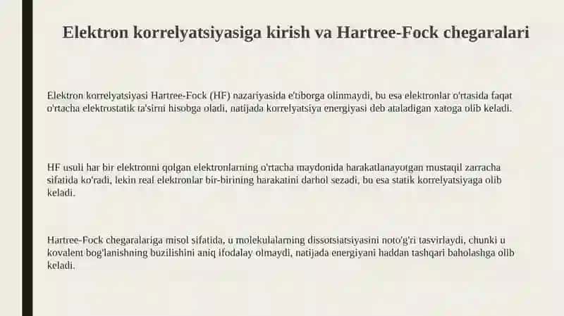 Elektron korrelyatsiyasini hisobga olish 3