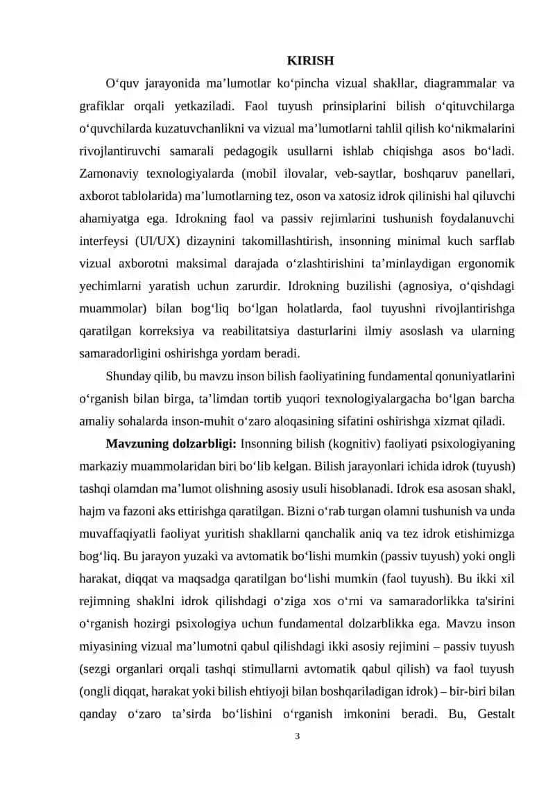 SHAKLNI IDROK QILISHDA FAOL VA PASSIV TUYUSHNING ROLI. 3