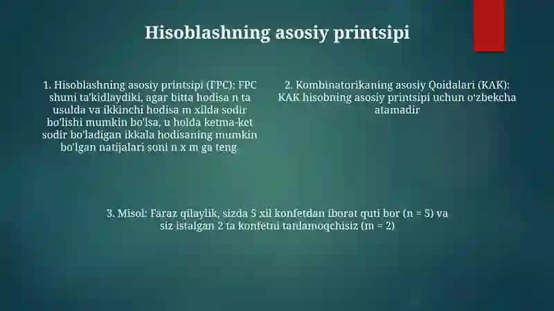 Kombinatorikaning Asosiy Qoidalari 3
