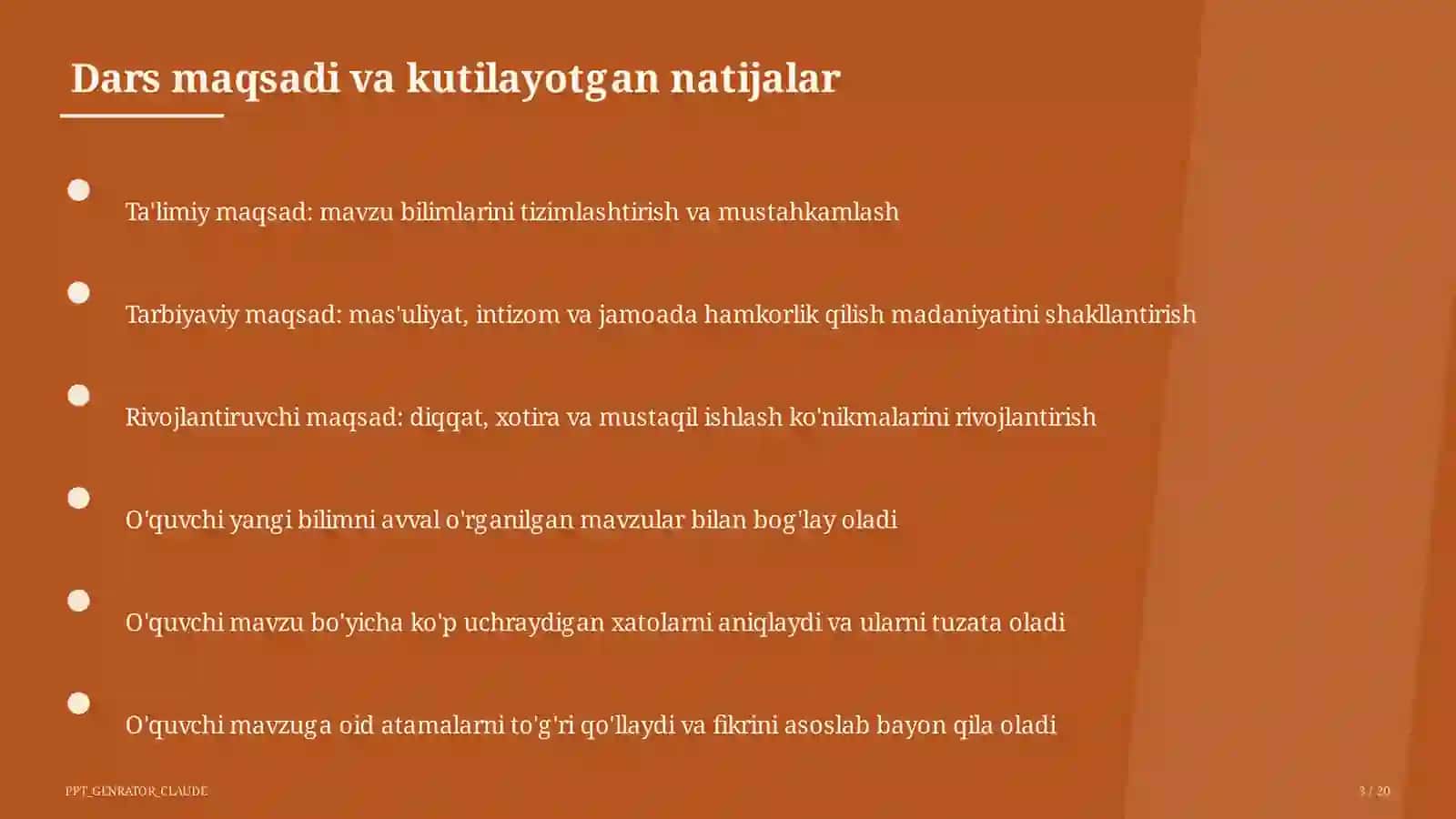 Dars rejasi 3