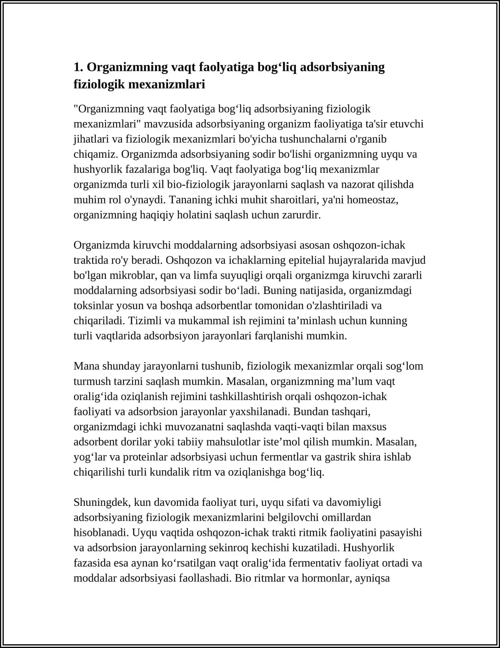 ORGANIZMNING VAQT FAOLIYATIDA VA DAVOLASH USULLARIDA ADSORBSIYA JARAYONINING AHAMIYATI 3