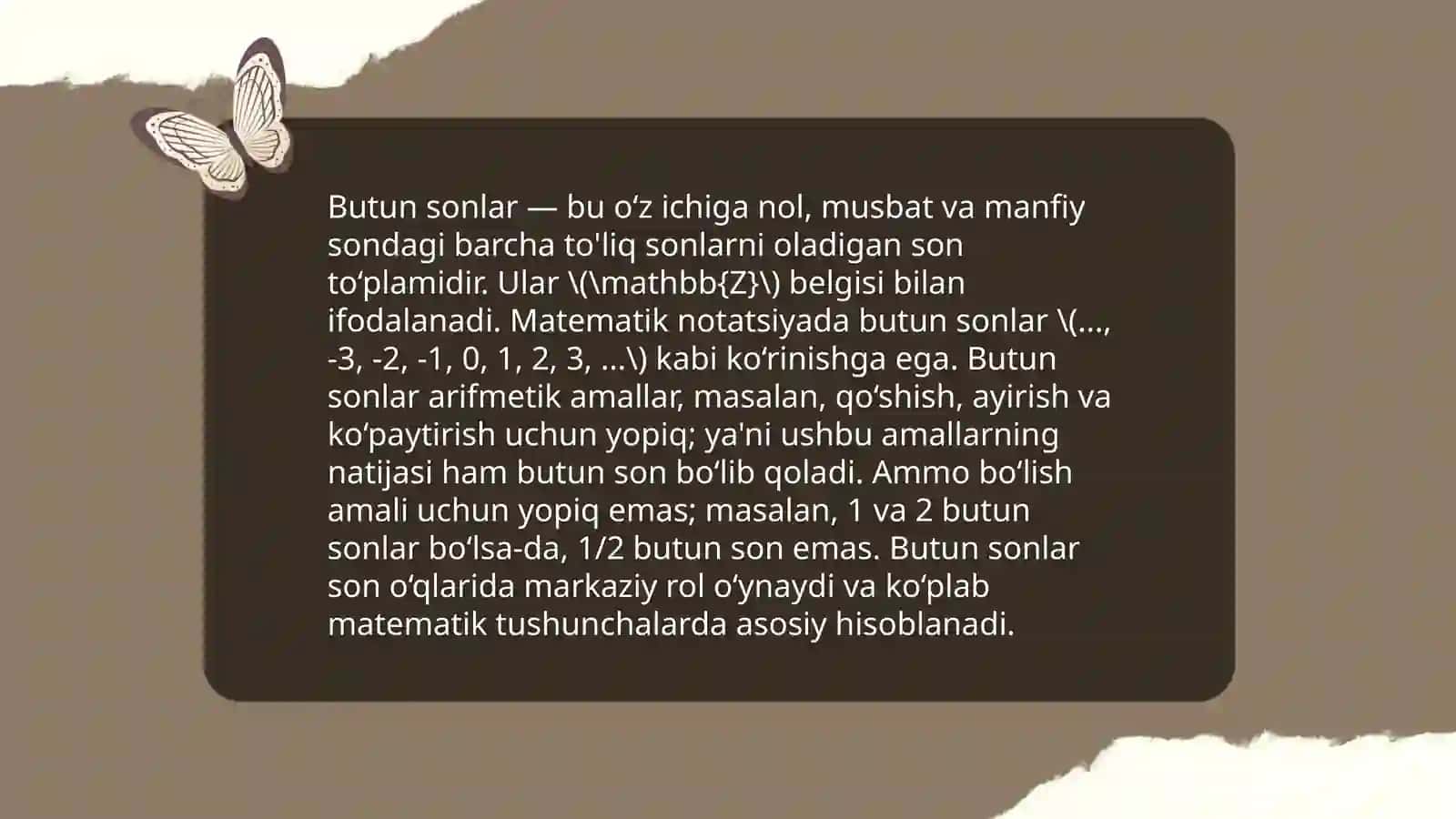 Butun sonlar misollari 3