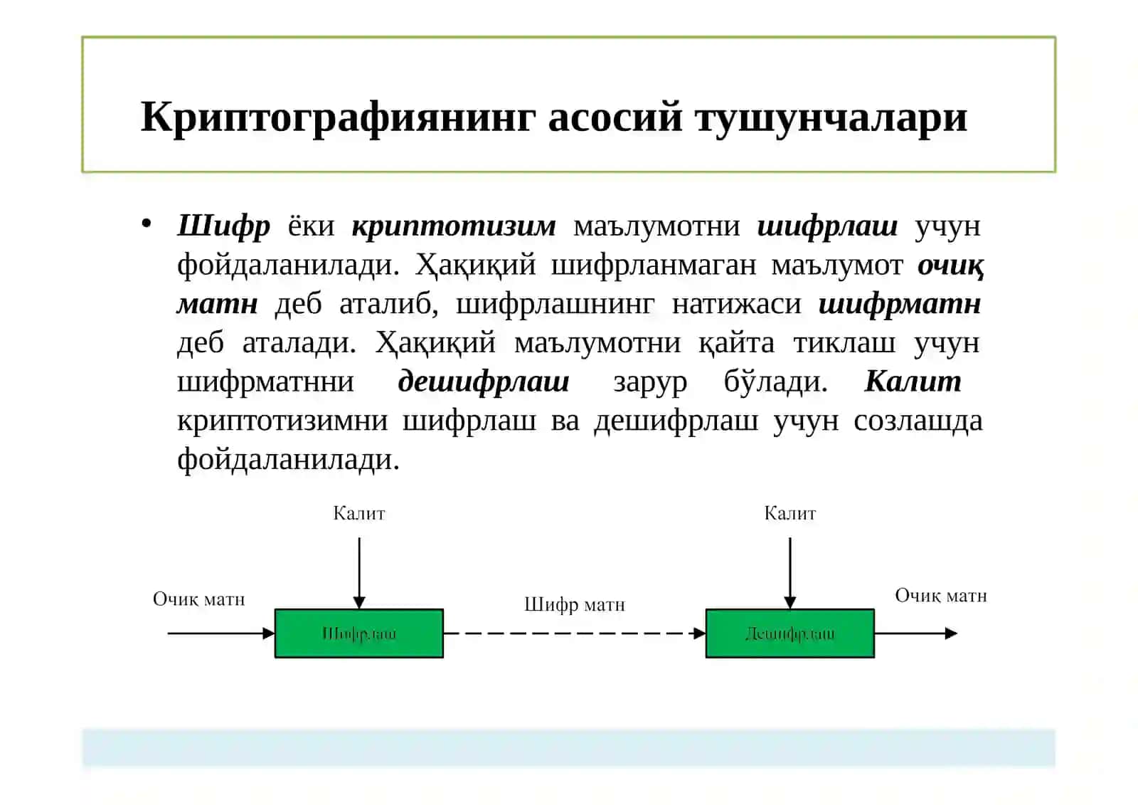 Криптографиянинг асосий тушунчалари 3