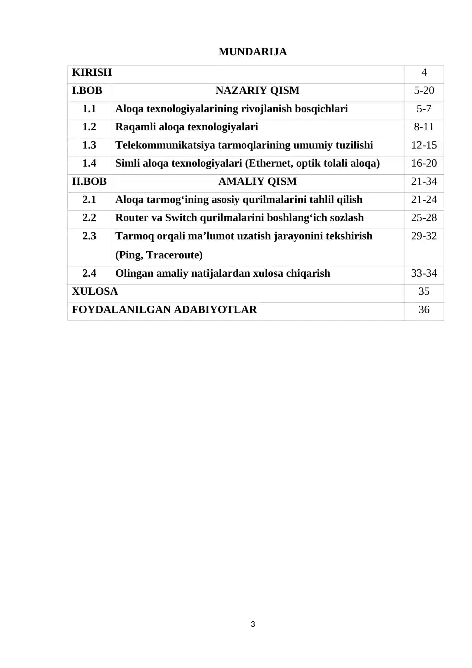 Aloqa texnologiyalari va tarmoqlar 3