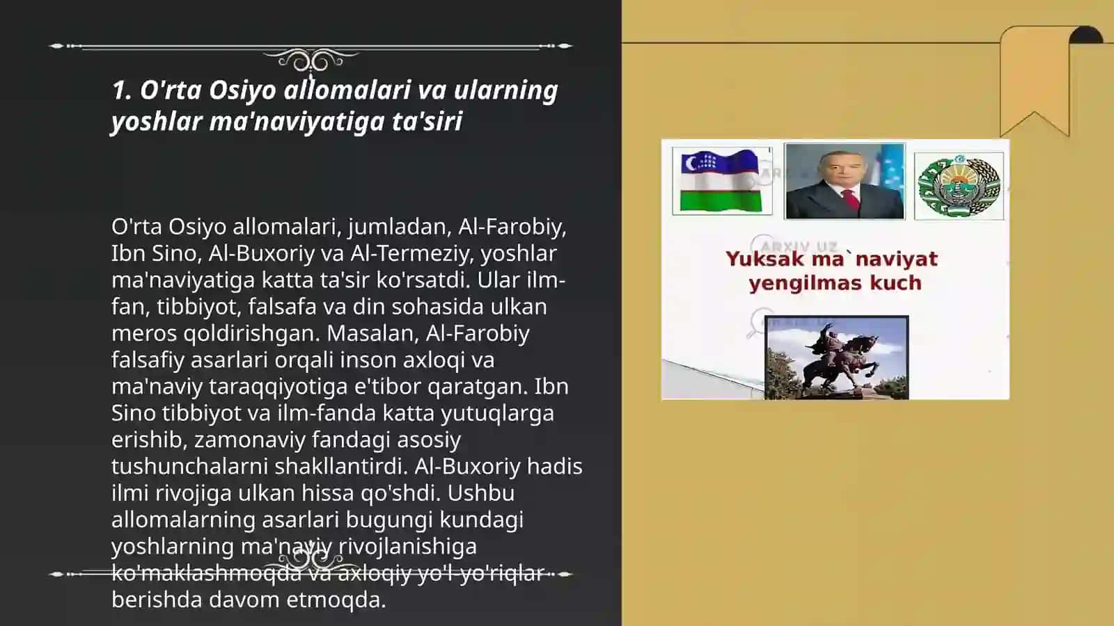 O'rta Osiyo allomalari va ularning yoshlar ma'naviyatiga ta'siri 3