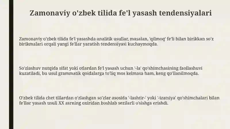 Fe’lning yasalishi 3