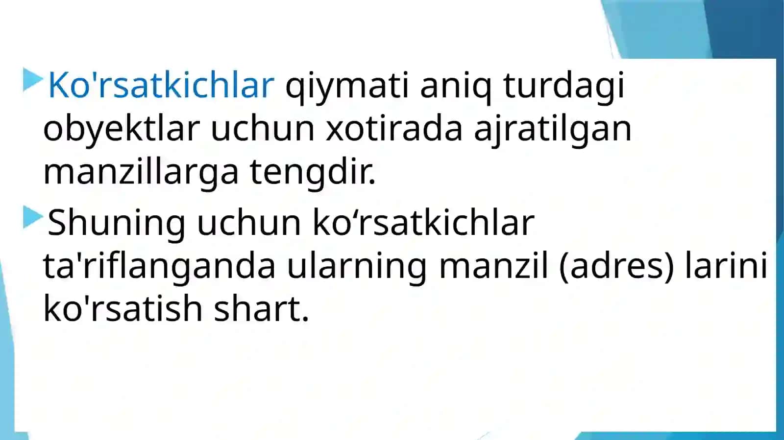 Ko'rsatkichlar va Xavotlar 3