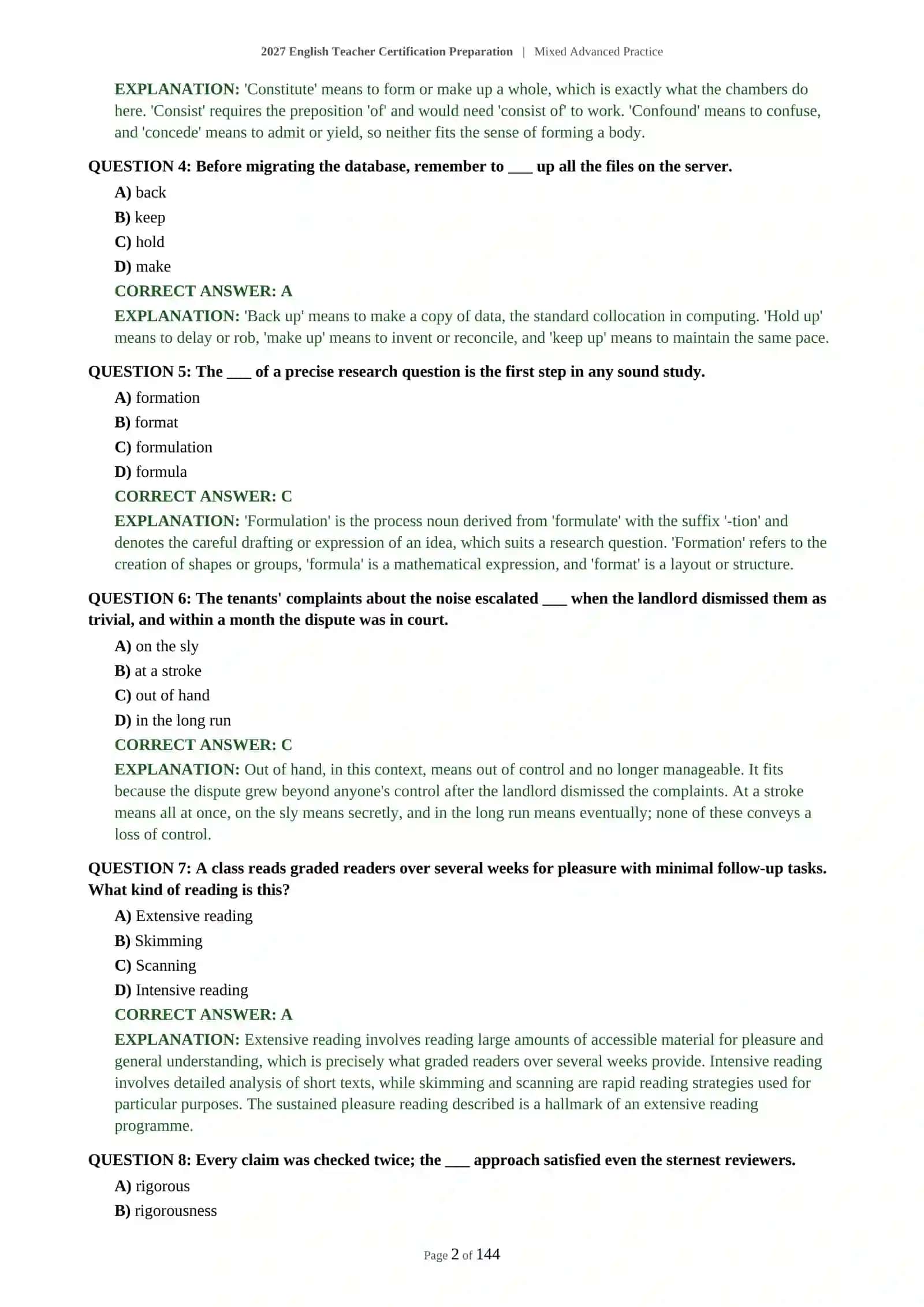 2027 English Teacher Certification Preparation | Mixed Advanced Practice 3