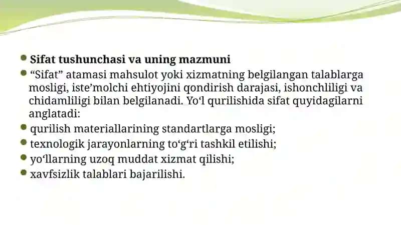Yo’l qurilishda sifat menejmenti tizimini joriy qilish 3