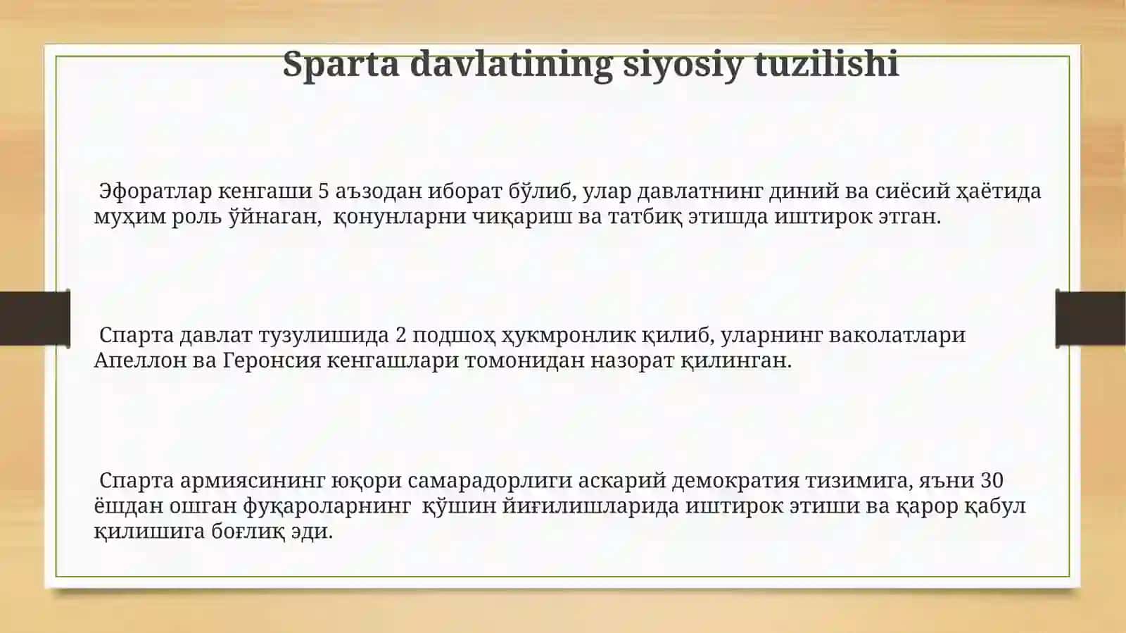 Qadimgi Sparta davlati ravnaqini o'rganish 3
