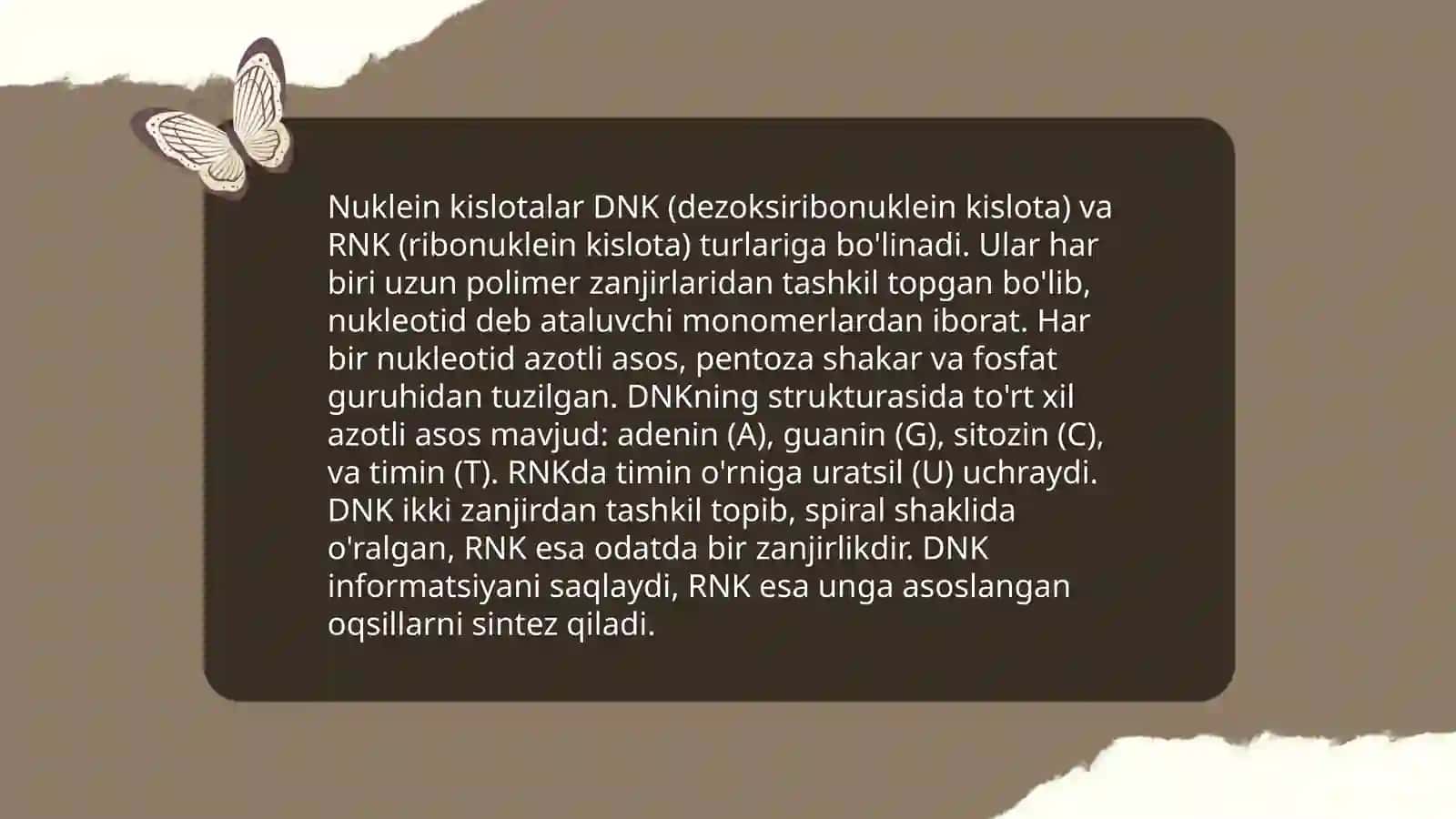 Oqsil biosintezida nuklein kislotalarning ahamiyati 3