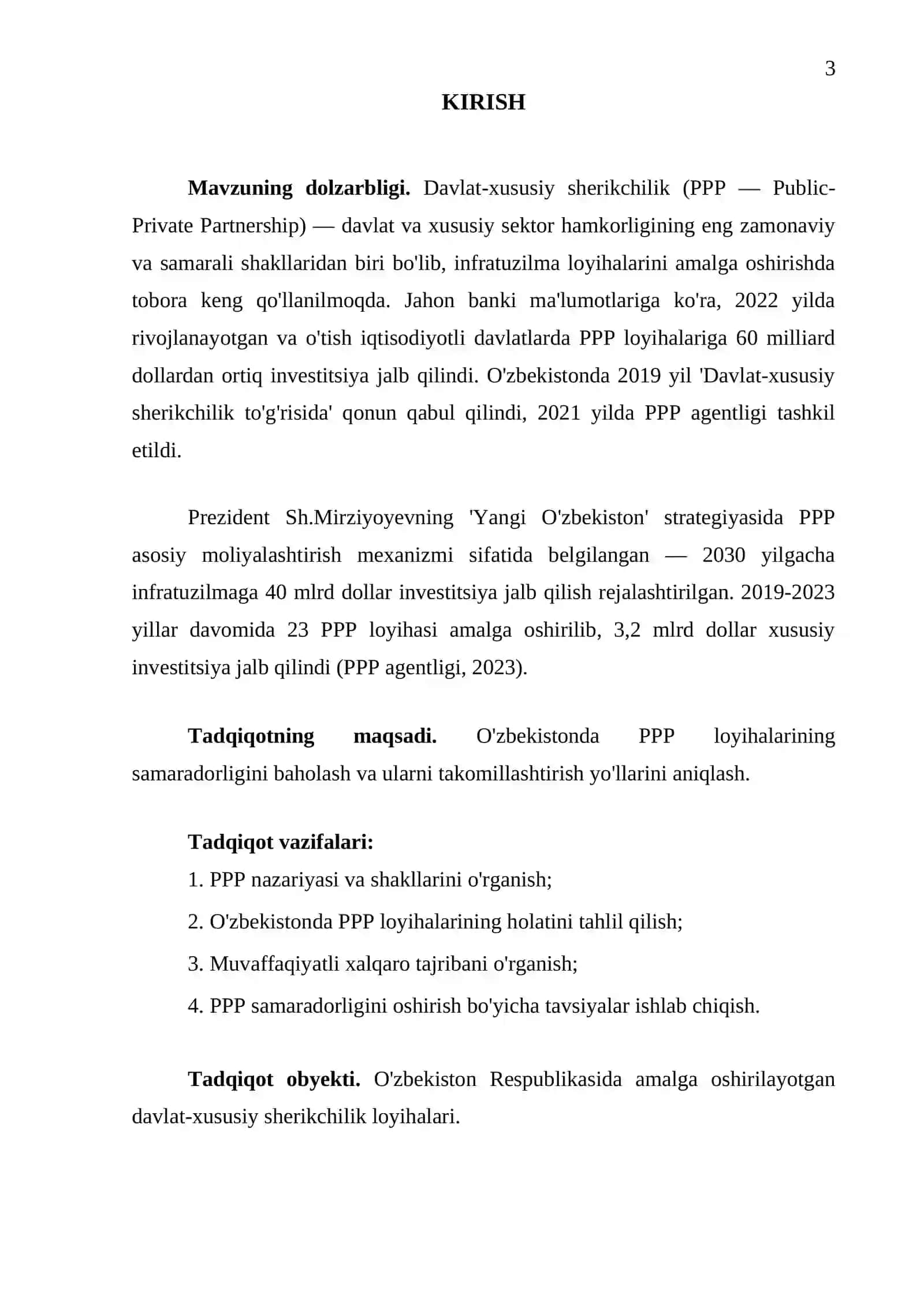 Davlat-xususiy sherikchilik (PPP) loyihalari samaradorligi 3