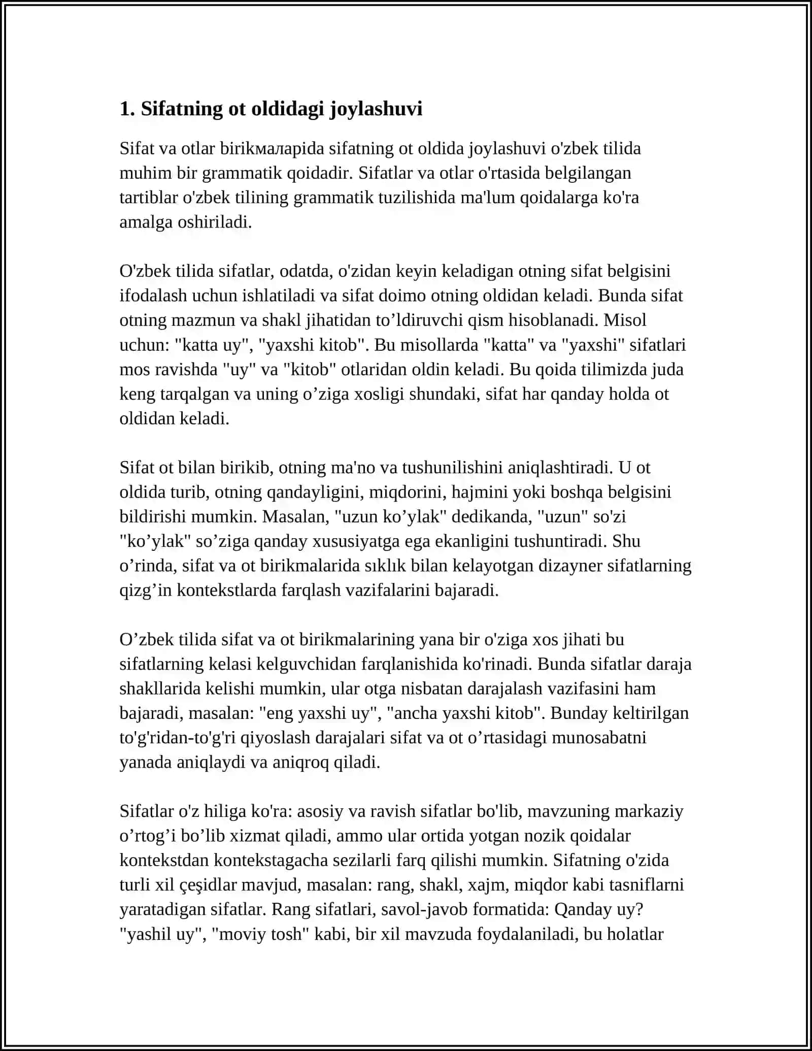 SIFATLAR VE ISIMLERLE KULLANIMI 3