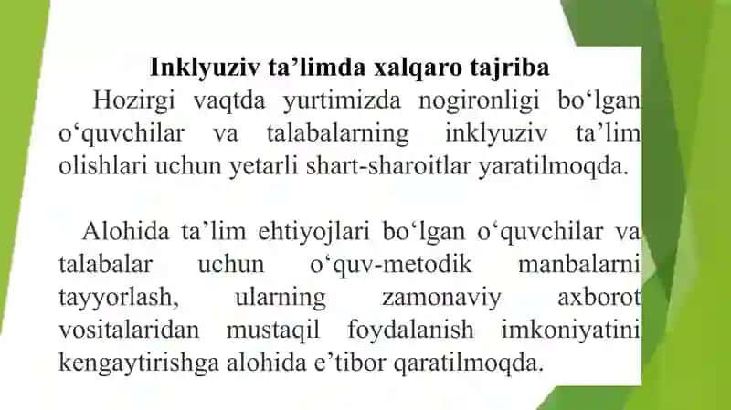 Inklyuziv taʼlimning rivojlanishida xalqaro tajribalar. 3