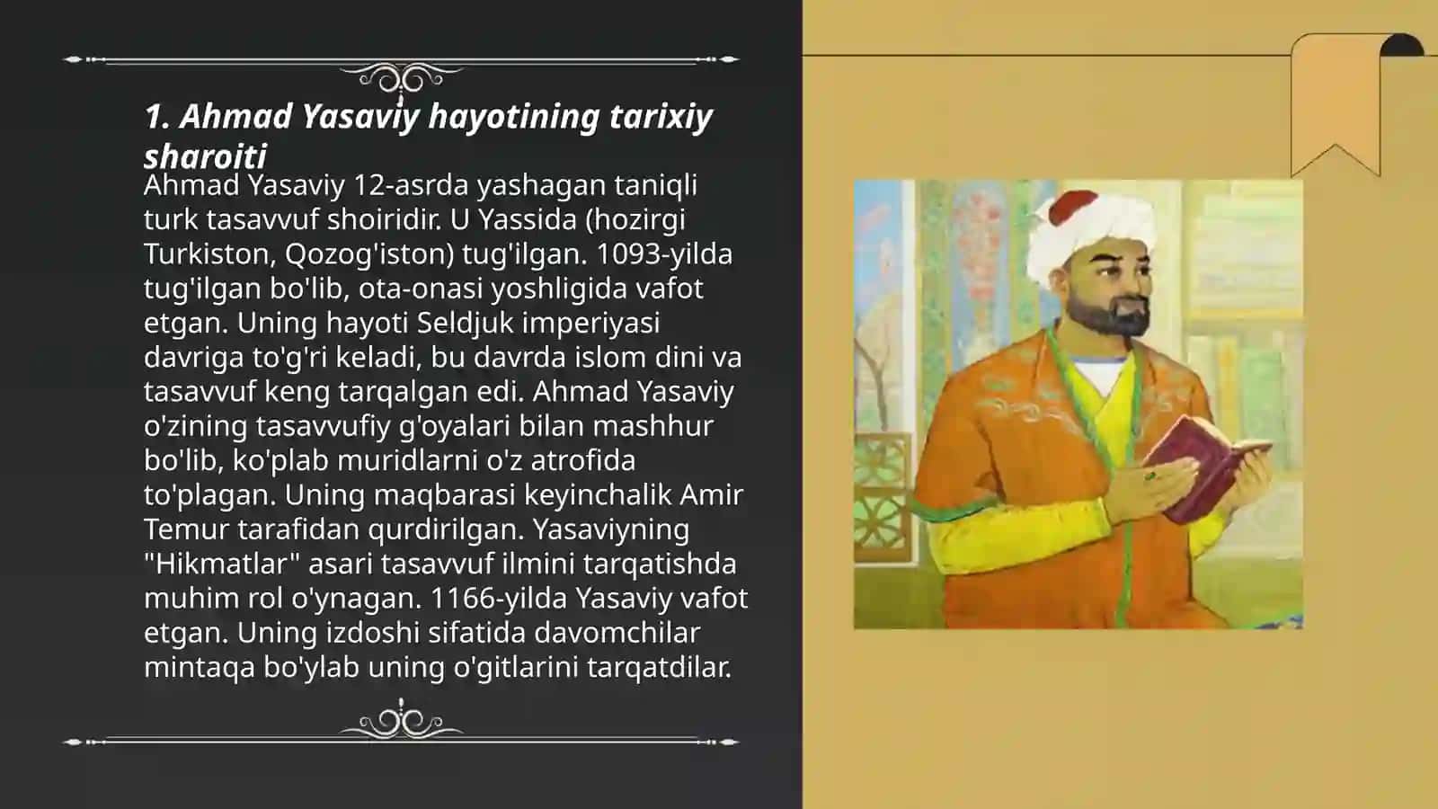 Ahmad yasaviy hayoti va ijodi 3