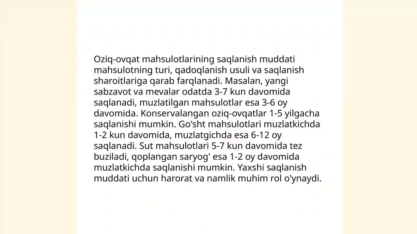 Oziq-ovqat mahsulotlarni saqlash qoidalari 3