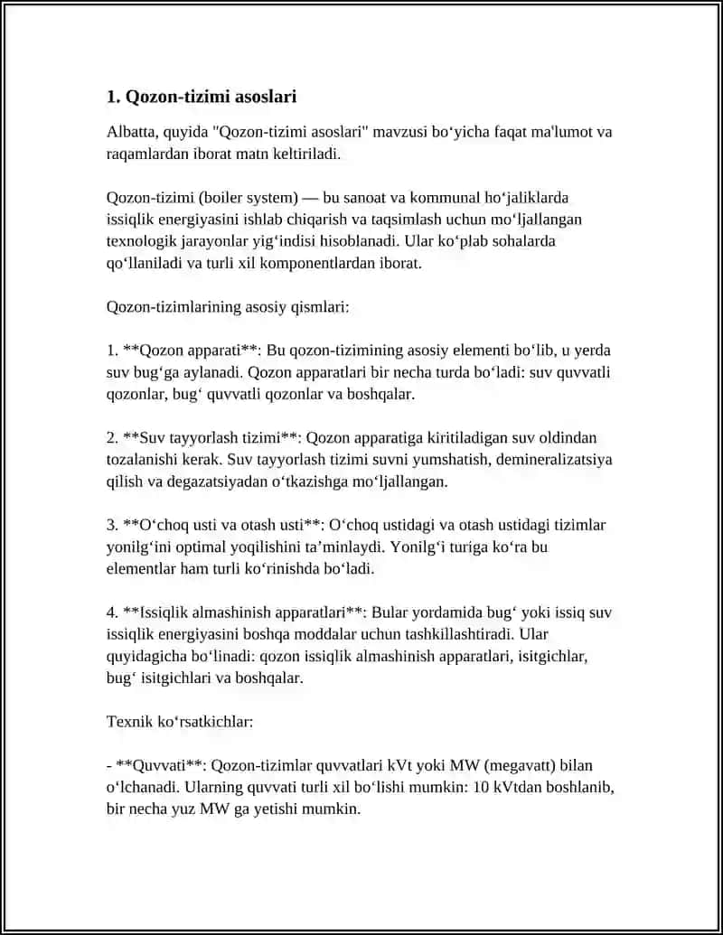 QOZON-UTILIZATIRDA QÒSHIMCHA YOQILG'I YOQISHNI HISOBLASH 3