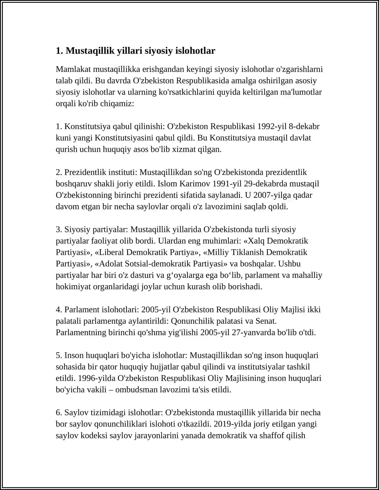 OʻZBEKISTONNING ENG YANGI TARIXI OʻQUV FANINING MAQSADI VA VAZIFALARI 3