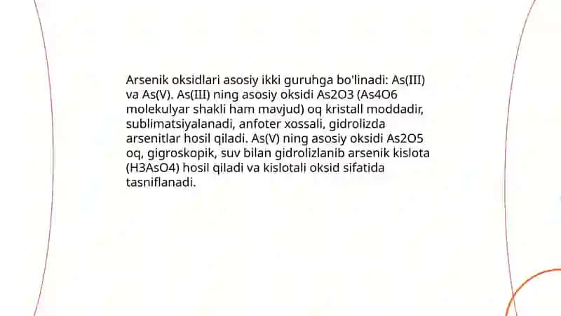 Mishyakning oksobirikmalari va xossalari 3