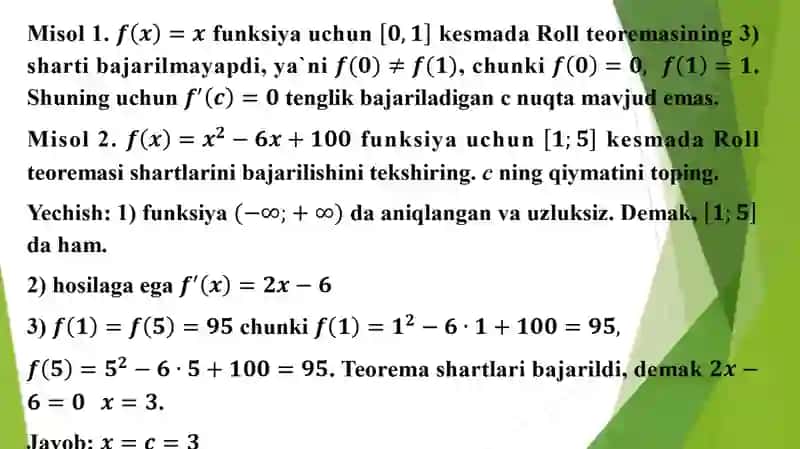 Differensiallanuvchi funksiyalar haqidagi  ba’zi teoremalar 3