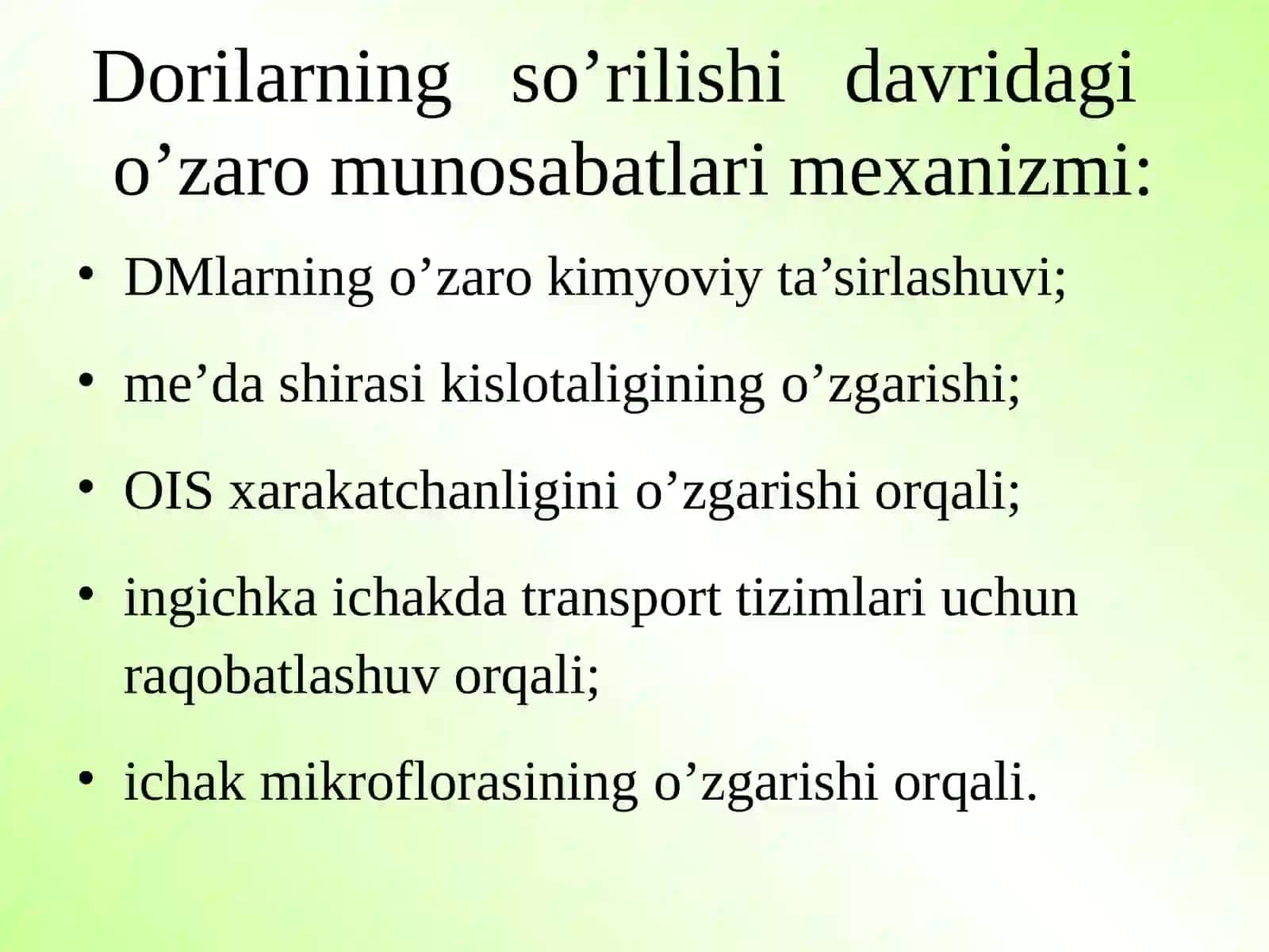 DORILARNING O‘ZARO TA’SIRLASHUVI 3