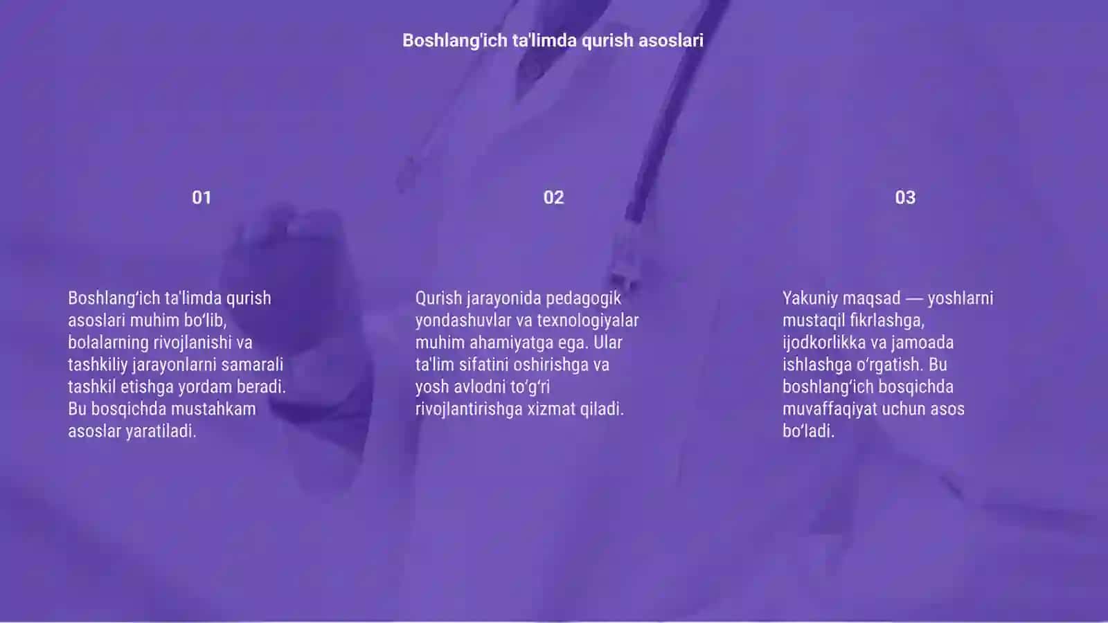 Boshlanģich talimda qurish yasash 3