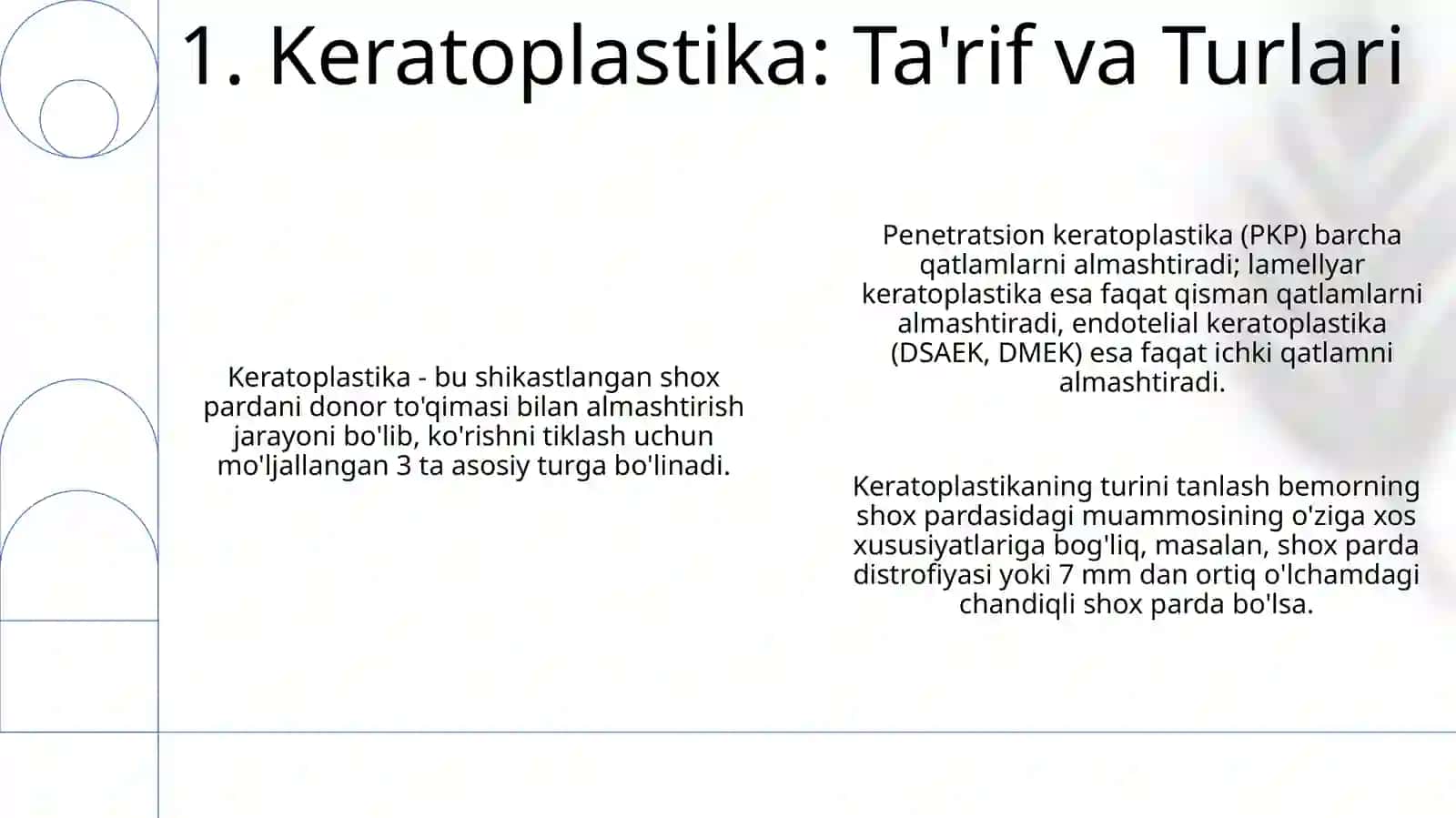 Keratoplastika, uning turlari va asoratlari 3