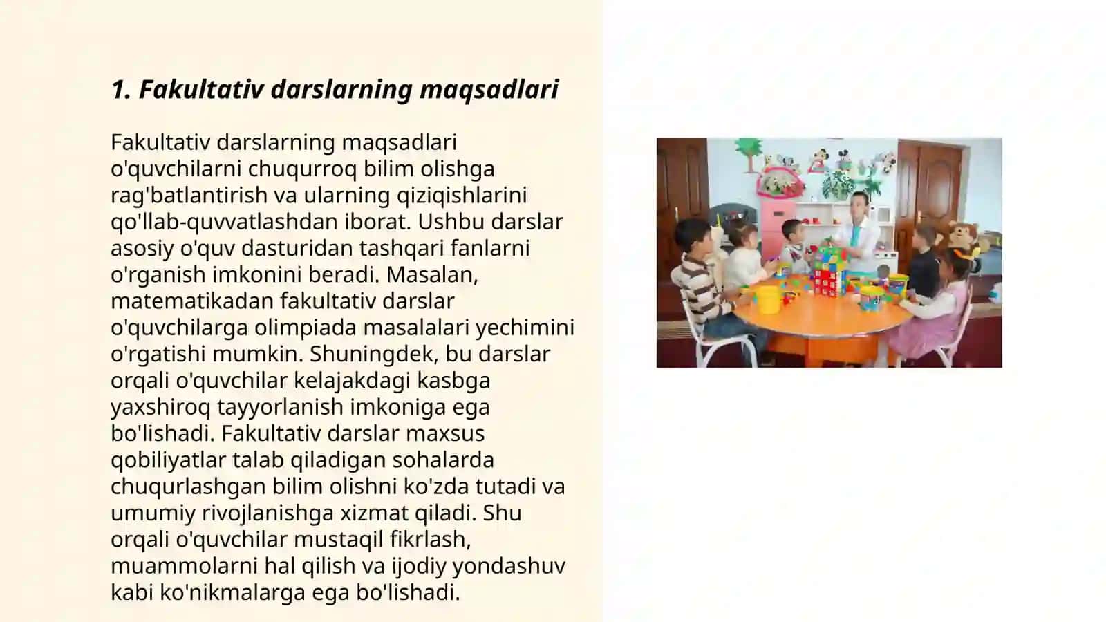 Fakultativ darslarni tashkil etish 3