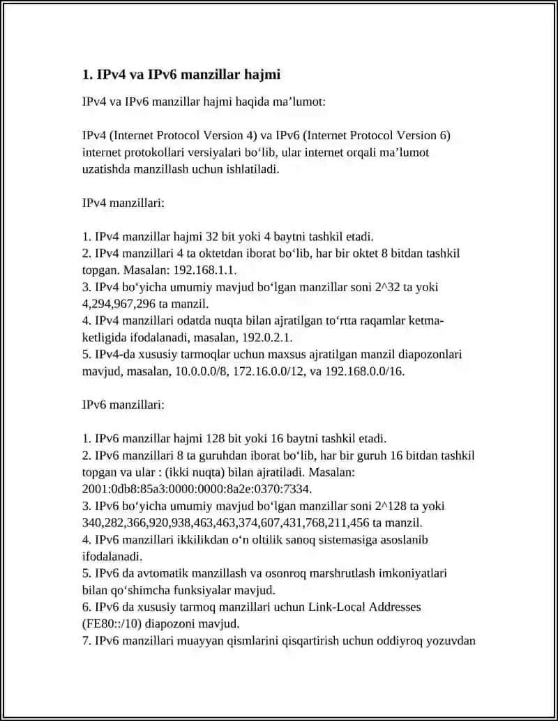 IPv4 VA IPV6 O'RTASIDAGI FARQLAR VA IPV6 GA O'TISH 3