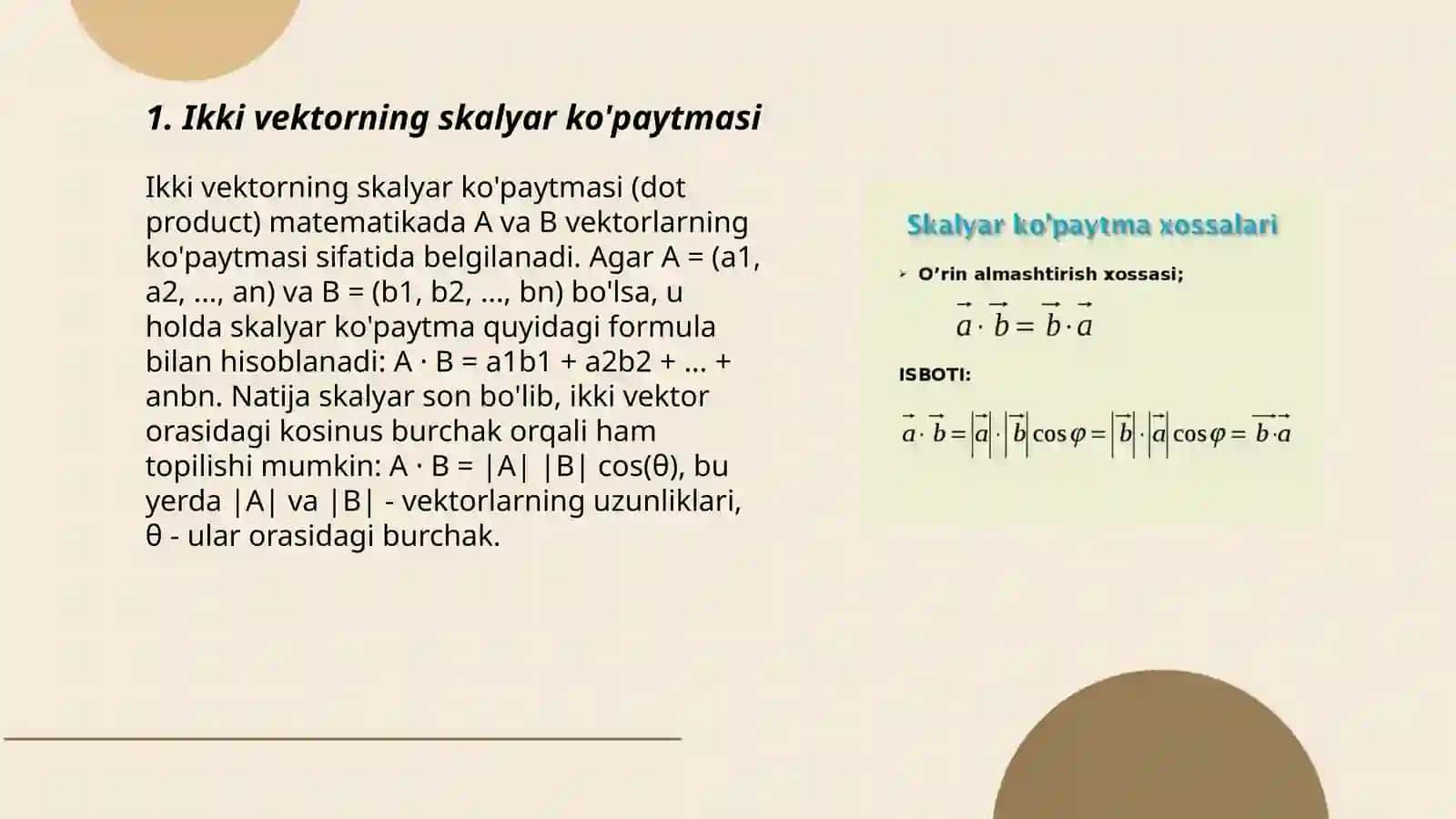 Ikki vektorning skalyar ko'paytmasi 3
