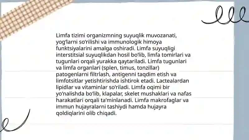 Limfa tizimining fiziologiyasi 3