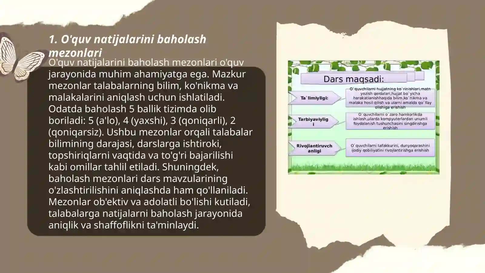 O'quvchilarni baxolash mezonlari 3