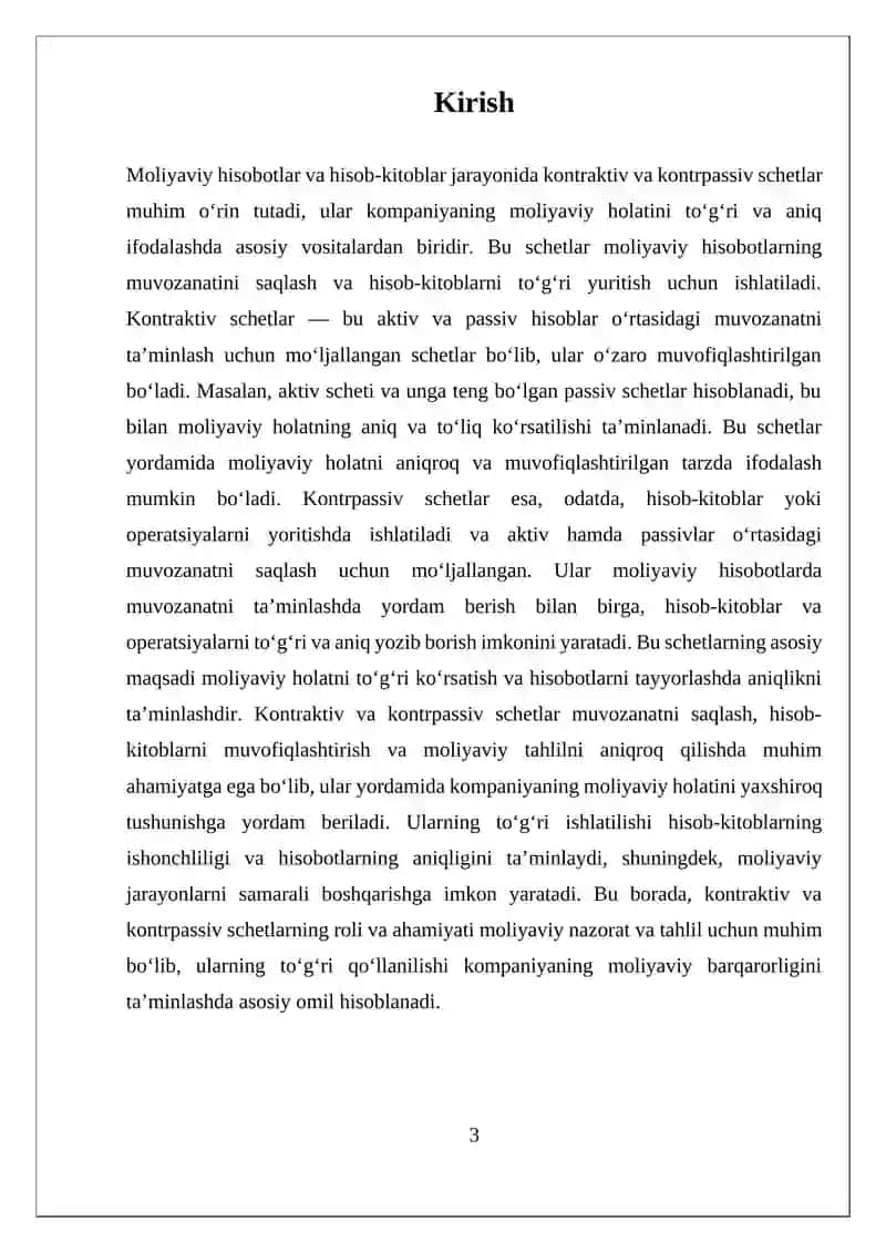 Kontraktiv va Kontrpassiv Schetlar 3