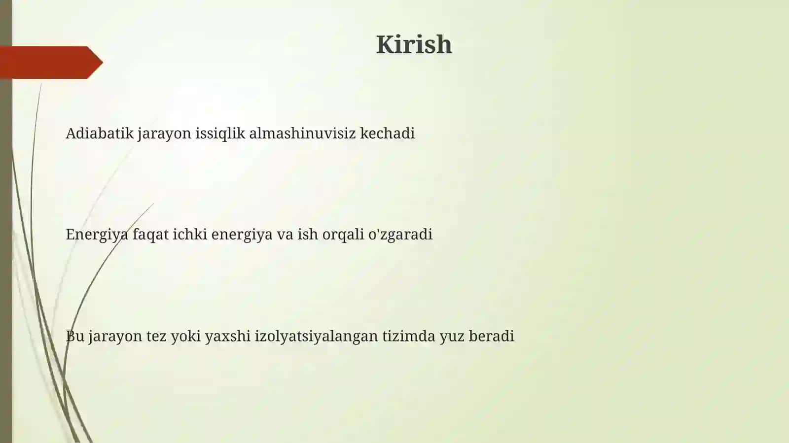 Adiabatik jarayon tushunchasi 3