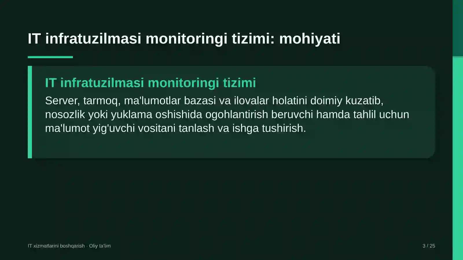 Elektronika do'konlarida axborot texnologiyalari infratuzilmasi monitoringi tizimini joriy etish 3