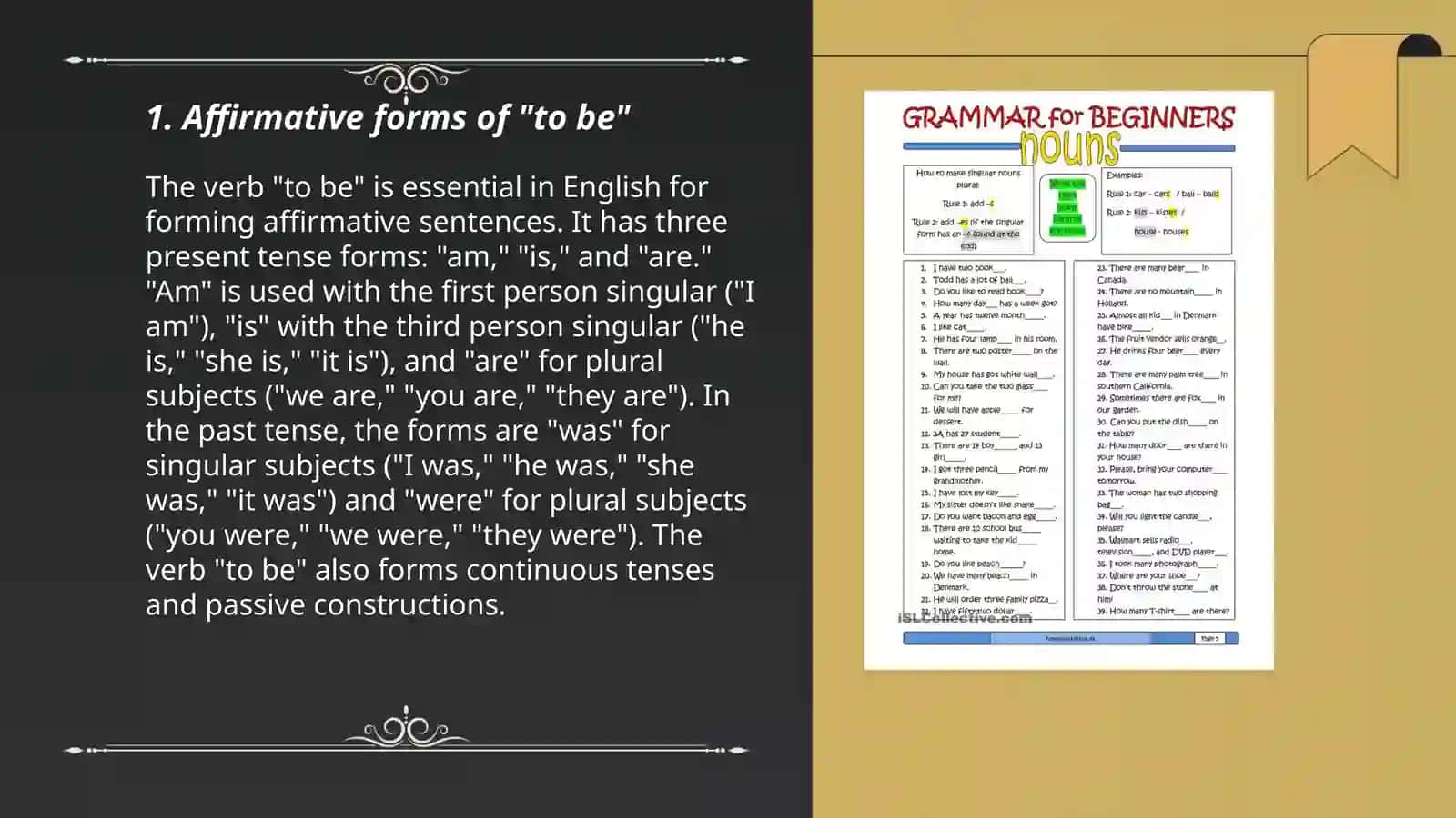 Affirmative forms of "to be" 3